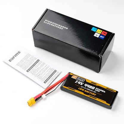 BEEZRC FMS RC Car Parts LIPO Battery 2S LIPO Battery 7.4V 4400mAh 30C for 1/6 1941 MB Scaler Willys,1/6Jimmy,1/10 Atlas,1/10 FJ40 RS,FJ40, Mashigan,Canyon; FCX10 LC80, FCX10 K5, - color: C1542-4400mah