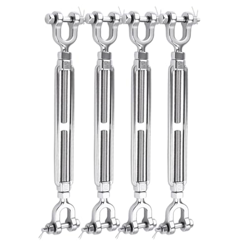 4 Pack 5/8" Jaw and Jaw Turnbuckle Heavy Duty, 5300 lbs Working Load Limit, Ultra Durable Stainless Steel Turnbuckles for Cables Wire Tension, Tractor, Sun Shade Tent, Deck, Ground Anchors - size: 5/8"(M16)-4PCS