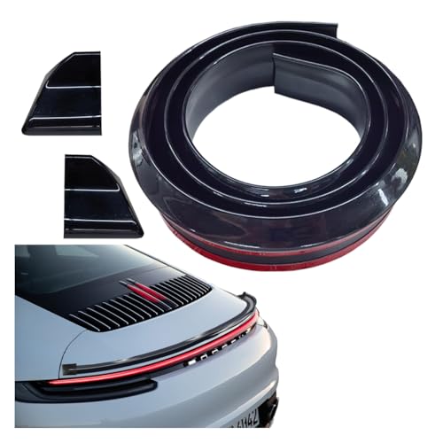 Car Rear Spoiler Roof Lip Kit, Rubber Trunk Spoiler Trim Strip Cool Car Decoration, Universal Punch-Free Vehicle Exterior Accessory Sticker (Bright Black)
