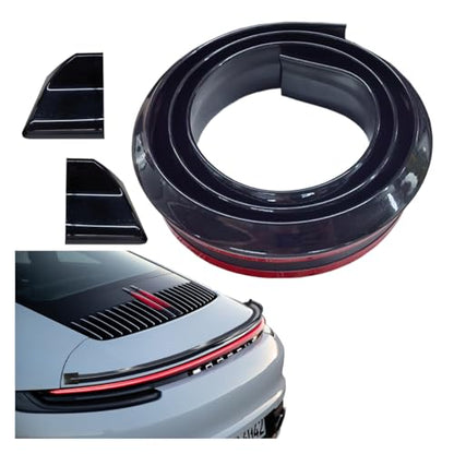 Car Rear Spoiler Roof Lip Kit, Rubber Trunk Spoiler Trim Strip Cool Car Decoration, Universal Punch-Free Vehicle Exterior Accessory Sticker (Bright Black)