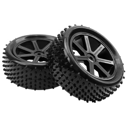 RC OD 85mm/3.34" Front Rear Rubber Tire Tyre & Plastic Wheel Rims 12mm Hex Hub 7-Spoke Compatible with Redcat HPI HSP Kyosho Losi 1/10 1/12 Scale Off Road RC Buggy,Set of 4