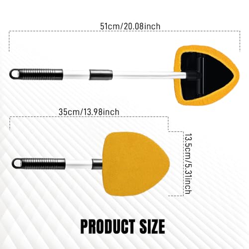 Windshield Cleaner Tool, Windshield Cleaning Tool, Car Window Detailing Cleaning Kit with Extendable Handle and Reusable Microfiber Pads, Auto Glass Wiper Brush for Car Office Home (Orange) - color: Orange