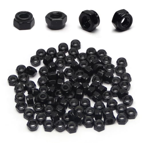 M5x0.8mm Locknuts Nylon Inserted Lock Nuts M5 Nut for CNC Machine RC Cars | 100PCS Metric Self-Lock Nylon Insert Carbon Steel Self Locking 8mm Hex Nut Driver Tiny Nut - size: M5 (100PCS)
