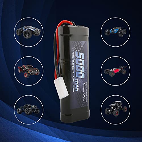 Gens ace 7.2v 5000mAh NiMh Rechargable RC Battery Packs for RC Cars,Electric Rc Monster Trucks,TRX, LOSI, Associated, HPI, TMY, Kyosho with TMY Connectors