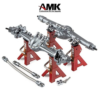 Aluminum Front & Rear Axles CNC Complete Axle Set for 1/10 RC Crawler Car Axial SCX10 II RGT 86100 Redcat GEN8 Element Enduro CC01 (Gray Front Rear Axle) - color: Gray Front Rear Axle