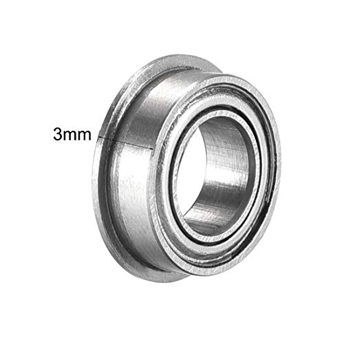 uxcell MF95zz Flanged Ball Bearing 5x9x3mm Double Metal Shielded (GCr15) Chrome Steel Flange Rip Bearings 10pcs - size: 5x9x3mm