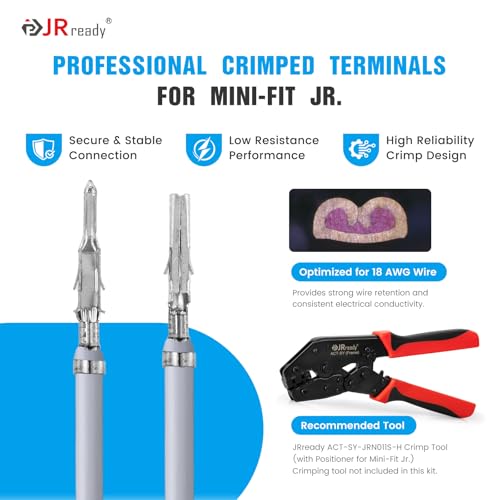 JRready Molex Mini-Fit Jr Pin Connector Kit Dual Row 4.2mm Pitch 2-8Pin Housing Plug with Molex Pin Extractor ACTCRH6A02 - size: 2-4-6-8 Pin with Pin Removal Tool