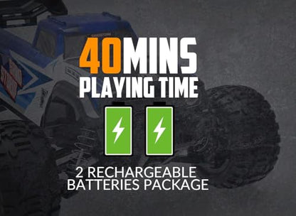 RC Truck 1:16 4x4 All Terrain RC Car 40KPH High Speed Remote Control Cars for Adults, Off-Road Monster Truck with 2.4Ghz Radio Control,2 Batteries (Blue)