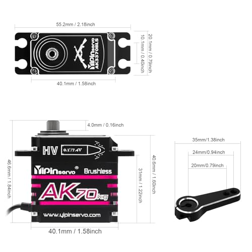 GOUPRC AK 70kg Aluminium Brushless RC Servo for 1/8 1/10 1/12 RC Truck Car Crawler Boat Robot, 8.4V Oblique Gear High Torque Steering Servo - size: AK70KG