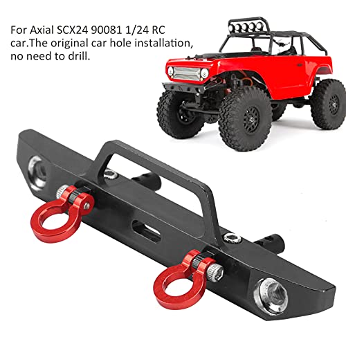 1/24 RC Car Front Bumper, Aluminum Alloy Metal Bumper Upgrade Parts Accessories with 2 Screw for SCX24 90081 RC Crawler Car (Black) - color: Black
