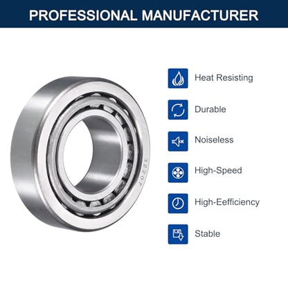 2 Pack 32207 Tapered Roller Bearing Cone and Cup Set | 35mm Bore 72mm OD 24.5mm Cup Width, Chrome Steel Taper Bearings Set, ABEC-3 - size: 32207