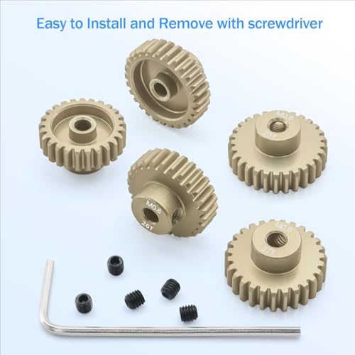 Surpass Hobby M0.6 Pinion Gear 3.175mm 25T 26T 27T 28T 29T Motor Gears for 1/10 RC Car Brushed Brushless Motor Parts - size: 25T 26T 27T 28T 29T