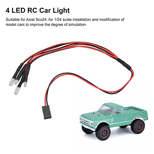 4Leds LED Light Headlights Taillight Kit Accessories, RC Car LED Lights, RC Car Upgrade Parts for Axial AXIAL SCX24 1/24 Remote Control Car Truck Tank Crawler，2 Red 2 White