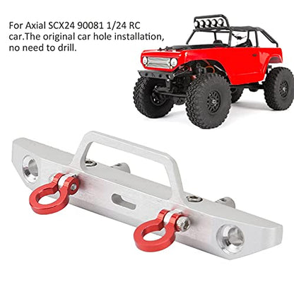 1/24 RC Car Front Bumper, Aluminum Alloy Metal Bumper Upgrade Parts Accessories with 2 Screw for SCX24 90081 RC Crawler Car (Silver) - color: Silver