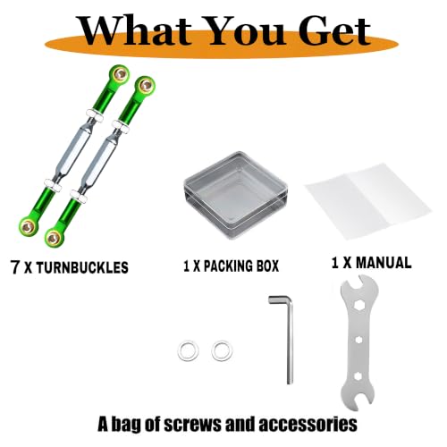 84-108mm Stainless Steel Turnbuckles with Rod Ends for Slash 4X4 2WD,Green | 2PCS Tie Rods with Spacers & Wrench Fit for 1/10 Traxxas Rustler 4X4 2WD,Stampede,Hoss 4X4,RC Car Hops Up Parts - color: Dark Green