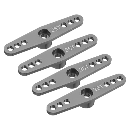 MECCANIXITY 4 Pcs Aluminum Servo Horn 25T Servo Horn Steering Double Arms 47mm Length Bright Gray Suitable for DIY RC Car/Boat/Airplanes Boat Model Accessories - color: Bright Gray