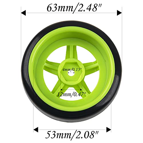 5-Spoke Hard Plastic Wheel Rims & Plastic Tires 12mm Hex for Traxxas HSP Tamiya Kyosho Himoto HPI Redcat 1/10 On-Road RC Drift Drifting Car(Green), RCLT016