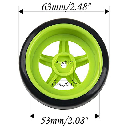 5-Spoke Hard Plastic Wheel Rims & Plastic Tires 12mm Hex for Traxxas HSP Tamiya Kyosho Himoto HPI Redcat 1/10 On-Road RC Drift Drifting Car(Green), RCLT016