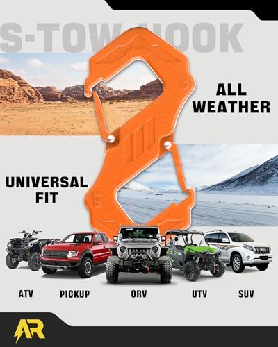 3/8" S Tow Hook, G80 Steel Quick Winch Shackle 33,000Lbs Break Strength, Heavy Duty Off-Road Recovery Connect Hook for SUV, Truck, Trailer & Towing Applications, Orange | G80 Steel Heavy Duty Off-Road Recovery Connect Hook for SUV, Truck, Trailer & Towing