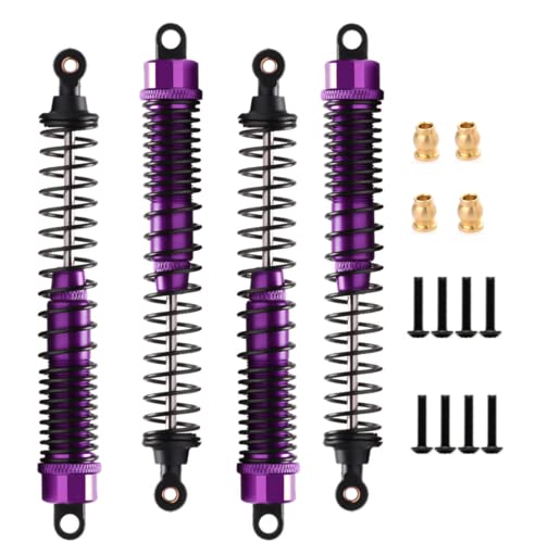 Alloy Shock Absorber Damper 130mm Adjustable for RC Car 1/10 Crawler Truck HPI HSP Losi Axial Tamiya Redcat Upgrade Part 4pcs/Set(Purple) - color: purple
