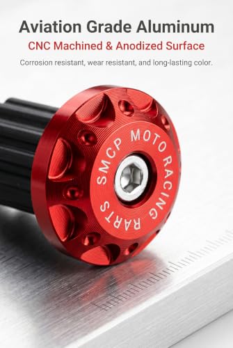 2 PCS Motorcycle Bar End Plug, Aluminum Alloy 7/8'' Handlebar Grip End Caps, Moto Grips Ends Replacement for Electric Car Scooters, Off-Road Motorcycles (Red) - color: Red