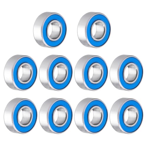 Steel RC Ball Bearings Double Rubber Sealed Deep Groove Miniature Bearings, Set of 10 (5x11x4mm MR115-2RS) - size: 5x11x4mm MR115-2RS