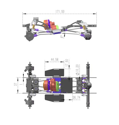 MEUS Racing SCX24 Transmission Aluminum Complete Gearbox for 1/24 Axial SCX24 RC Crawler (Brushless, Black)