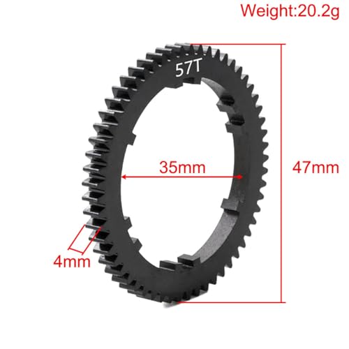Reinforced Steel 57T Spur Gear for Arrma Mojave 4S 4X4 BLX 1/8 RC Car Upgrades Parts(Black)