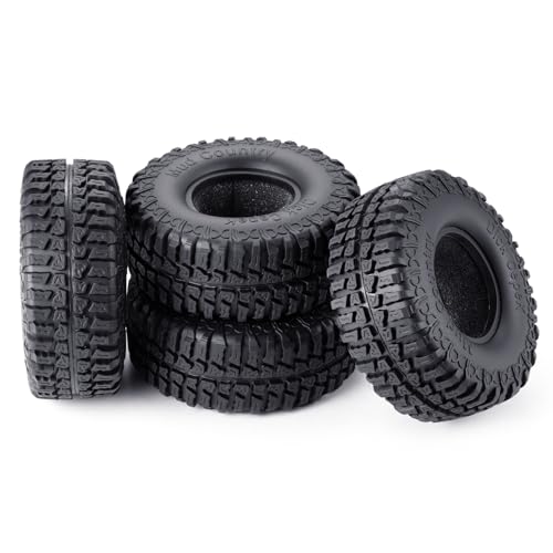 4PCS 1.9inch Rubber Tyre 100mm OD Wheels Tire Off Road Mud Wheel Tires Rubber Terrain Crawler Tyre for 1/10 TRX-4 Axial SCX10 90047 D90 D110 TF2 RC Crawler Car Replacement Upgrade Part