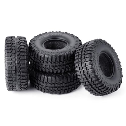 4PCS 1.9inch Rubber Tyre 100mm OD Wheels Tire Off Road Mud Wheel Tires Rubber Terrain Crawler Tyre for 1/10 TRX-4 Axial SCX10 90047 D90 D110 TF2 RC Crawler Car Replacement Upgrade Part