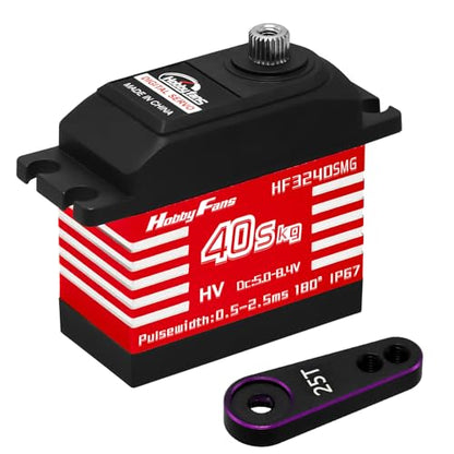 RC Digital Servo, IP67 Waterproof 40KG Metal Gear Servo High Torque Servo with 25T Servo Horn for 1/12 1/10 1/8 RC Car RC Crawler Robot Boat, Red - color: Red