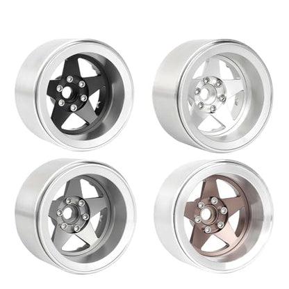 Aluminum 2.2" Beadlock Wheel Offset -10mm Metal Rims for SCX10 RR10 TRX4 VS4-10 Gen8 1/10 RC Crawler Car Upgrade Parts (5-Spoke, Black) - color: 5-spoke, Black