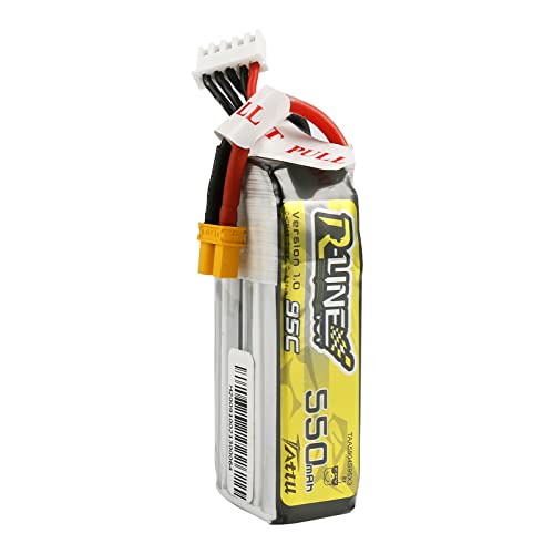 TATTU R-Line 550mAh 4S Lipo Battery Pack 14.8V 95C with XT30 Plug for FPV Racing Quadcopter from Size 100 to 180