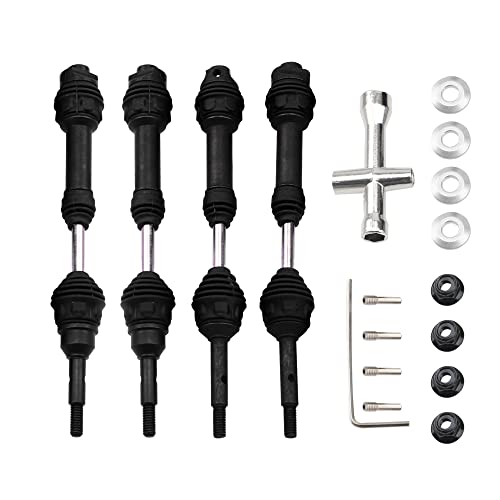 2Pairs Vgoohobby Steel Drive Shaft CVD Dogbon Front Rear Driveshaft Compatible with Traxxas Slash 4X4 Stampede Rustler Hoss VXL 4X4 RC Truck Car (Black) - color: Black