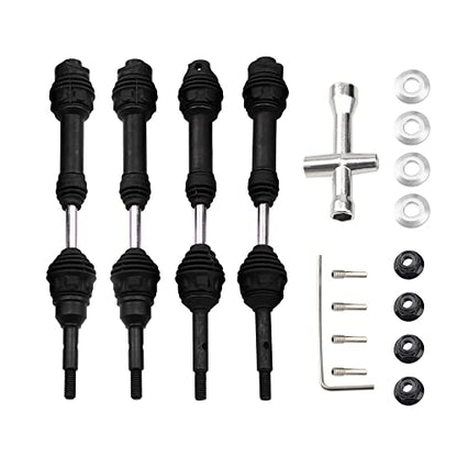2Pairs Vgoohobby Steel Drive Shaft CVD Dogbon Front Rear Driveshaft Compatible with Traxxas Slash 4X4 Stampede Rustler Hoss VXL 4X4 RC Truck Car (Black) - color: Black