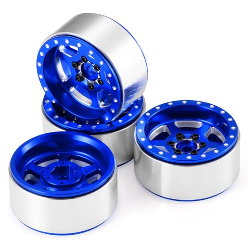 1.3" Beadlock Wheels RC Aluminium Rims for 1/18th TRX4M 1/24th AXIAL SCX24 RC Crawler Car Upgrade Parts (Blue) - color: Blue