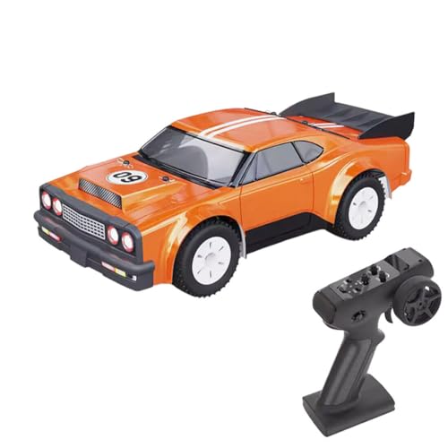 4WD RC Racing Car, 1/16 Scale 2.4G 30KM/H High Speed Electric Brushed Rally Racing Car with Led Lights, RC All Terrain Vehicle for Teens Adult - (RTR Version/Orange)