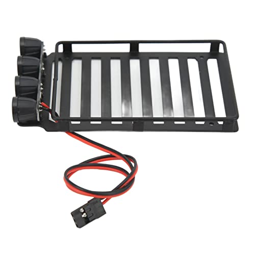 RC Roof Rack Luggage Carrier with LED Light - RC Car Roof Rack Part for Axial SCX24 1/24 RC Crawler(A)