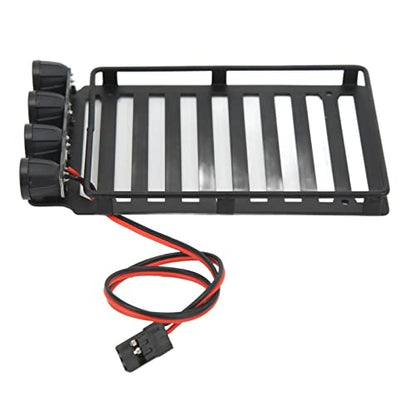 RC Roof Rack Luggage Carrier with LED Light - RC Car Roof Rack Part for Axial SCX24 1/24 RC Crawler(A)