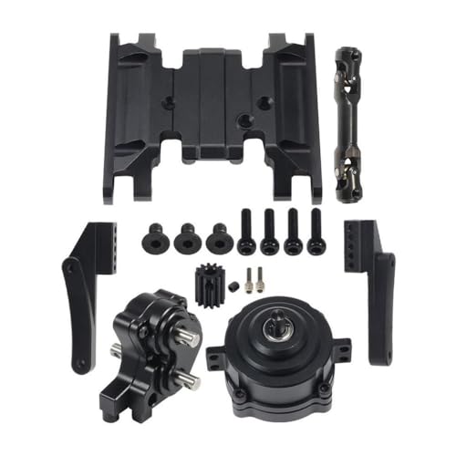 COMODO RC Crawler Planetary Transmission Transfer Case Skid Plate Drive Shaft Gearbox Set 1/10 Scale Compatible with 90046 Chassis(Black Set) - color: Black Set