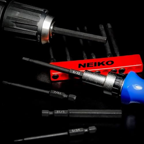 Neiko 01147A Allen Wrench Drill Bits, 11-Piece Hex Drill Bit Set, SAE Sizes 1/16" to 5/16", Magnetic Hex Head Bits, 3" Quick Release Shanks, S2 Steel, Compatible with Power Drills and Impact Drivers - size: Hex Bit, style: SAE