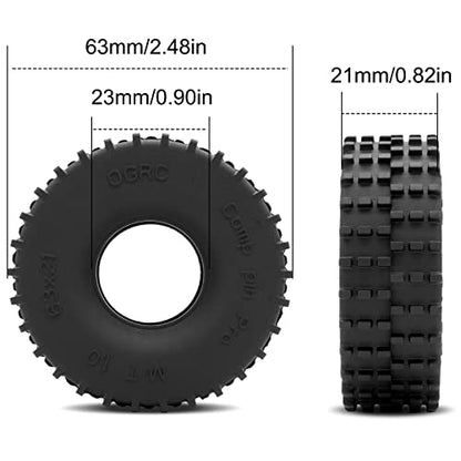 OGRC 1.0 Competition Pin Tires 63 * 21mm RC Tires for SCX24 TRX4M | Dual Stage Foam, Super Soft & Sticky Composite Materials, 1.0" Crawler Tires for 1/18 TRX4M 1/24 Axial SCX24
