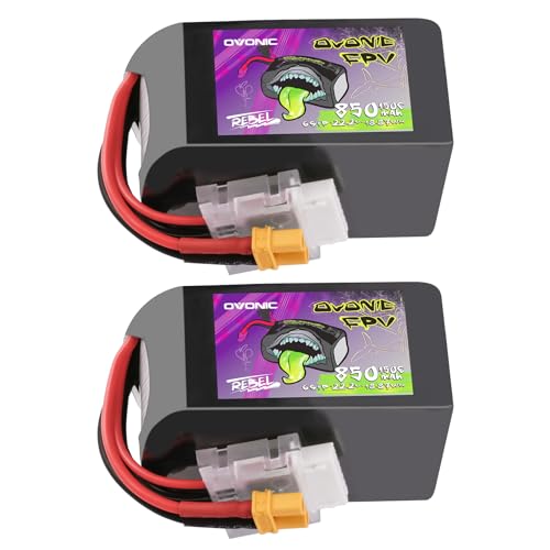 OVONIC 6S Lipo Battery150C 850mAh 22.2V Lipo Battery with XT30 Connector for RC Racing FPV Drone Helicopter Quadcopter Airplane (2 Pack)