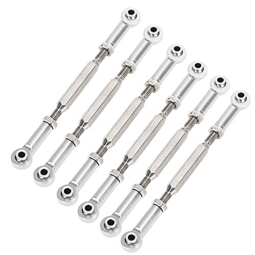 Dilwe RC Car Push Rod,1/10 RC Car Aluminum Alloy Turnbuckle Rod Linkage with Adjustable Length, 88-104mm(Silver)