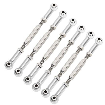 Dilwe RC Car Push Rod,1/10 RC Car Aluminum Alloy Turnbuckle Rod Linkage with Adjustable Length, 88-104mm(Silver)