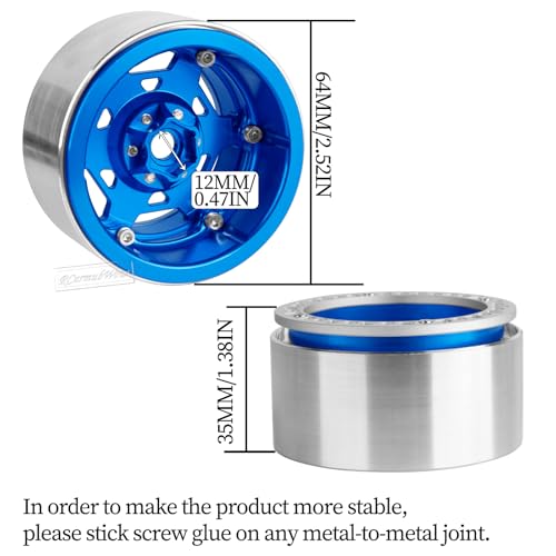 2.2" RC Beadlock Wheels, Aluminum Alloy Rims Compatible with 1/10 SCX10 Capra TRX4 Gen8 Everest Gen7 Pro AMG 6x6 Off-Road Truck,RCarmubWow 2.2 Beadlock Wheel for 1/10 Rock Crawler,Navy Blue - color: Navy Blue(4pcs)