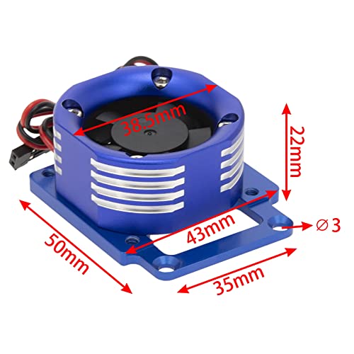DKKY RC Motor Cooling Fan Heatsink 21000 RPM for Traxxas 1/8 4WD Sledge Motor with LED Light, Blue - color: Blue