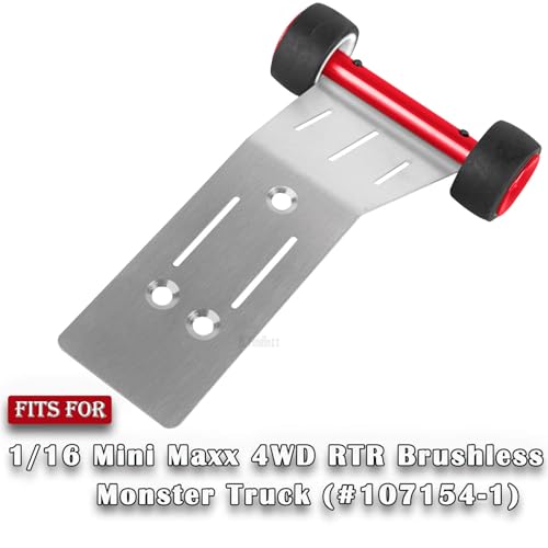 RC Upgrade Parts Steel Wheelie Bar for 1/16 Mini Maxx 4WD RTR Brushless Monster Truck (#107154-1),Tail Wheel Head up Wheel Hop Ups,Red(1 PCS - color: Red-(1 Pcs）