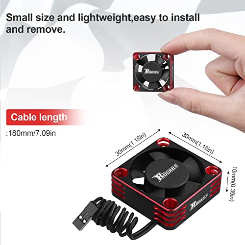 Motor Cooling Fan 30mm RC Model Heatsink 28000RPM ESC Cooling Fan for RC Car 1/8 1/10 1/12 Scale 540 550 Brushless Motor (Black+Red) - color: Black Red
