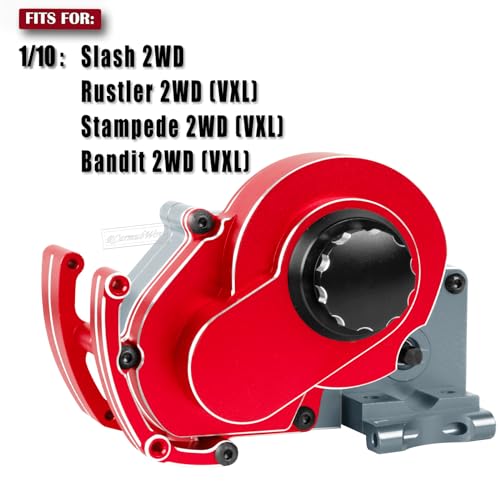 RC Complete Transmission Upgrade - 1/10 Slash, Rustler, Stampede, Bandit Alloy Aluminum Gearbox #3695 - Red & Titanium
